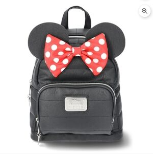 Disney Minnie Mouse Women's Mini Black Backpack with Red Polka Dot Bow